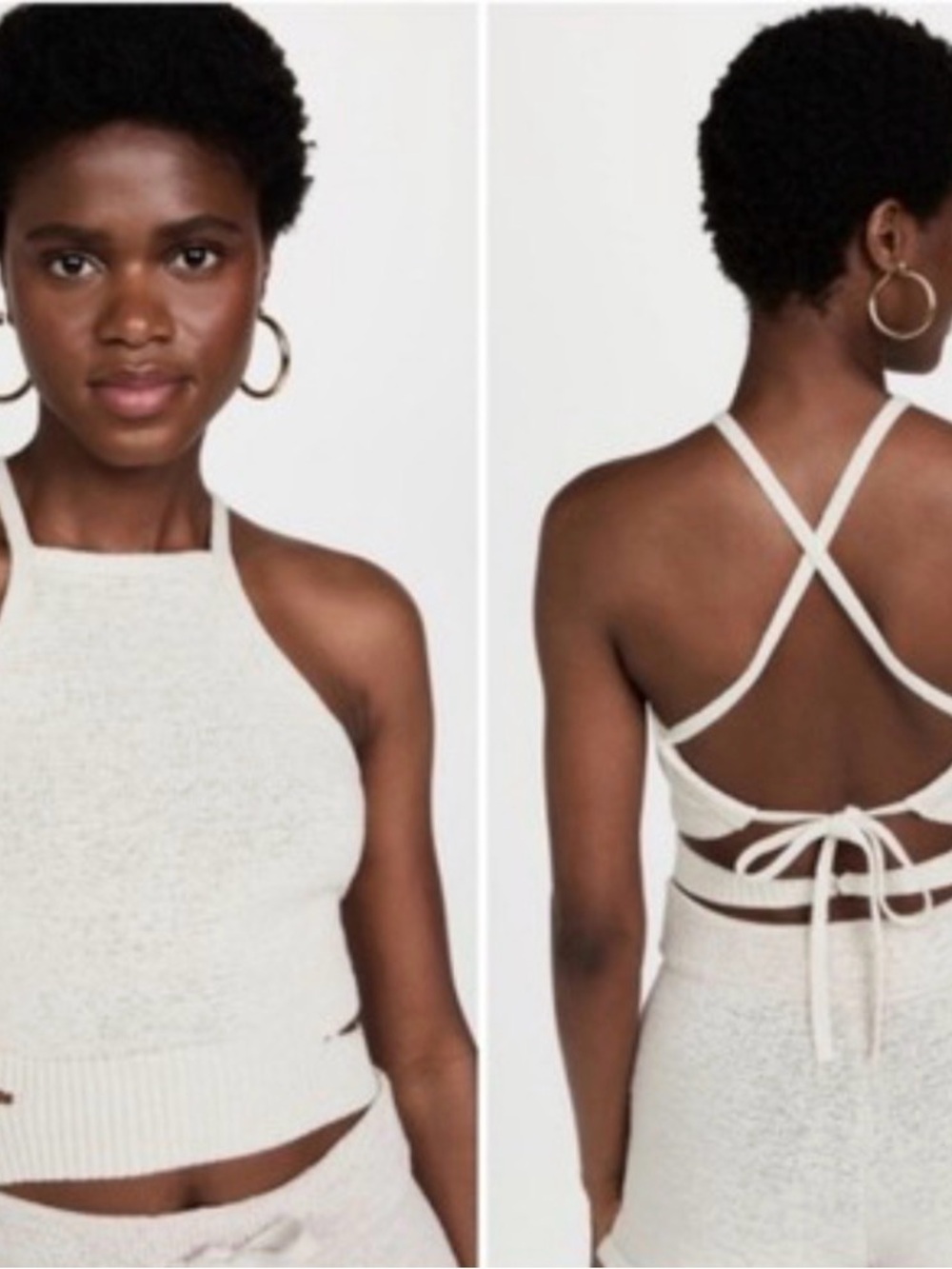 Cult Gaia Cream Knit Crossback Halter Top